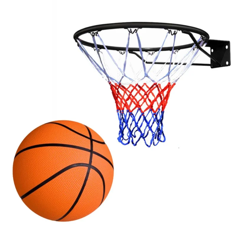Basketball Stand with Net & Steel Ring – Standard Size Hoop for Kids & Adults | Portable Multicolor Basketball Goal Set