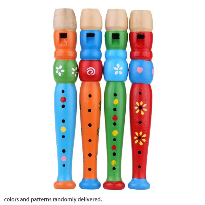 Wooden Flute Musical Instrument – Early Education Recorder Toy for Kids | Woodwind Educational Toy (Random Color)