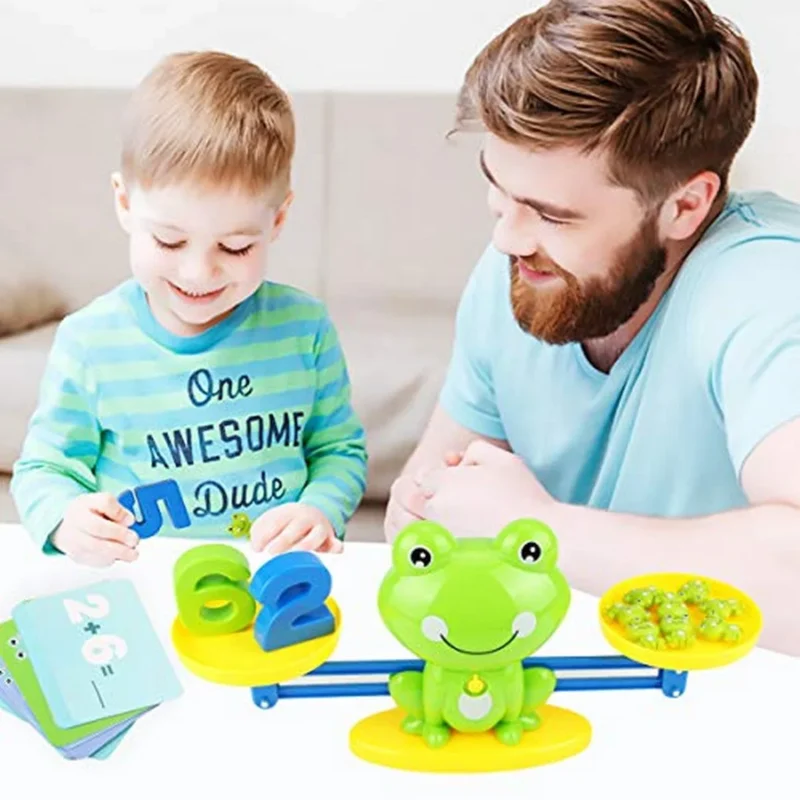 Aitbay Frog Balance Cool Math Game – 63 PCS Educational Counting Toy for Kids | STEM Learning Number Toy Gift (Age 3+)
