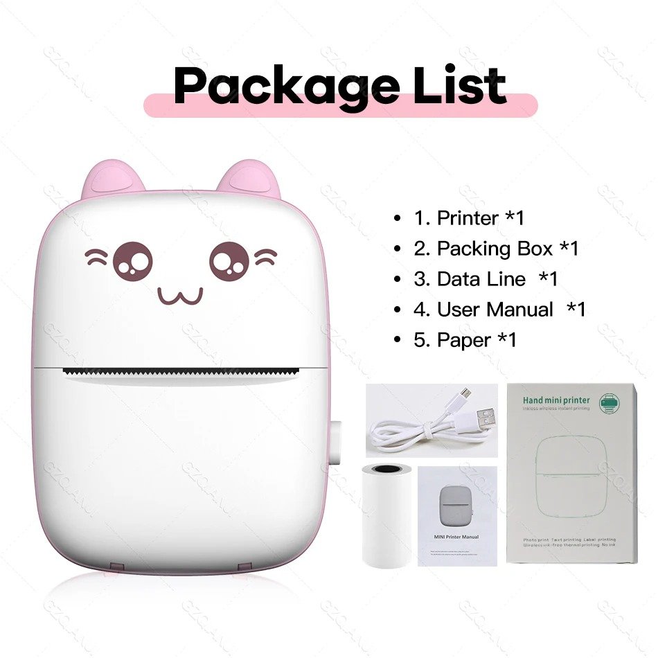 Pocket Inkless Mini Printer & Instant Camera | Portable Bluetooth Thermal Printer with Dual Lens, 2.8" IPS Screen | Kids’ Wireless Printer – Pink & Blue - Image 7
