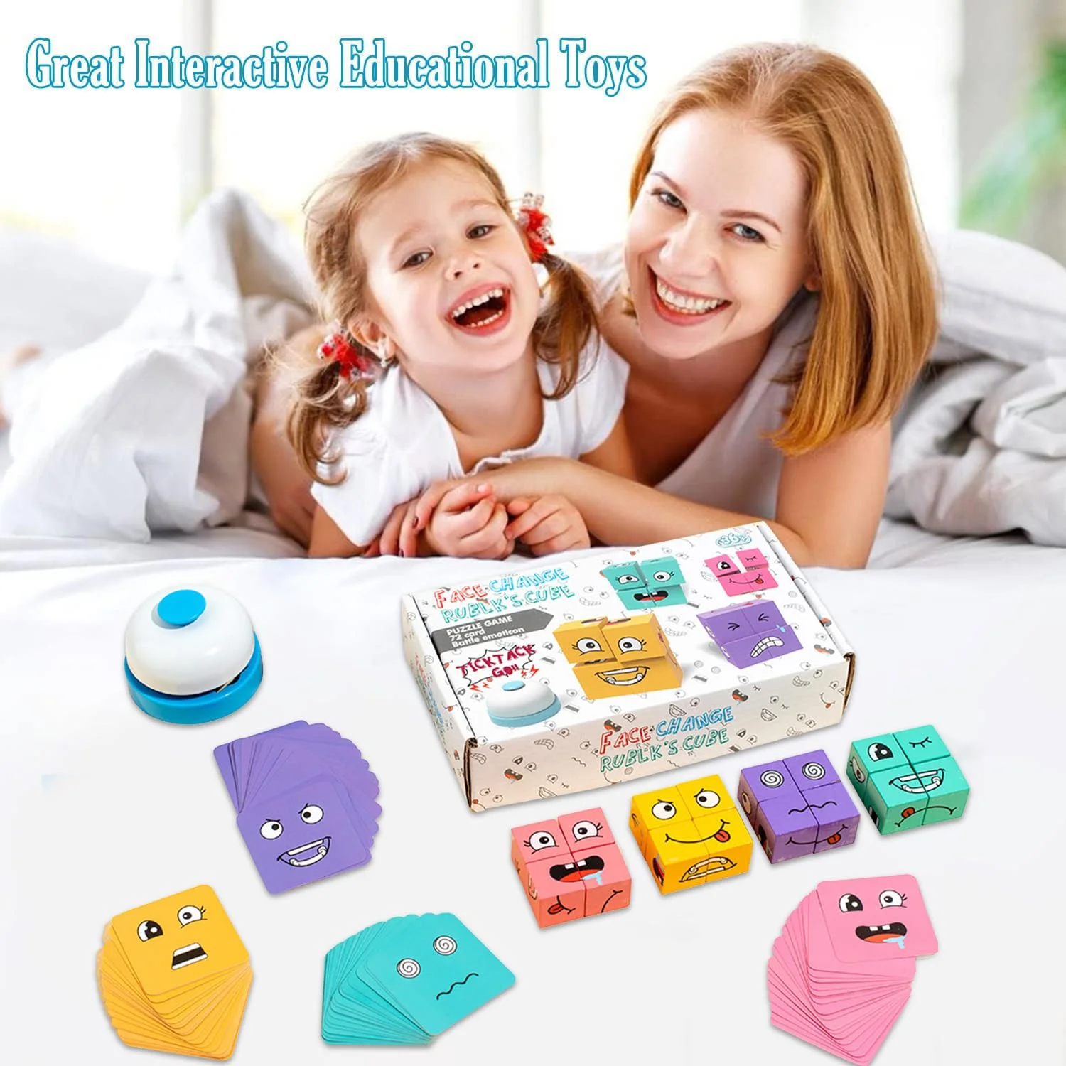 Wooden Cartoon Face Changing Magic Cube – Educational Expression Matching Puzzle Game for Toddlers & Kids, Montessori Family Board Game Gift-TY01 - Image 3