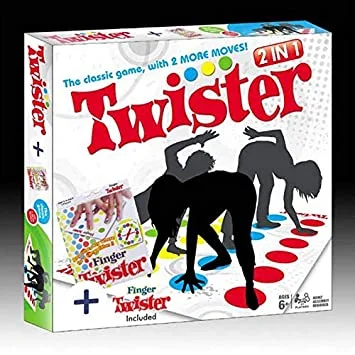 2 in 1 Twister Game with Finger Twister & Spin Wheel – Classic Family Fun Party Game for 2+ Players