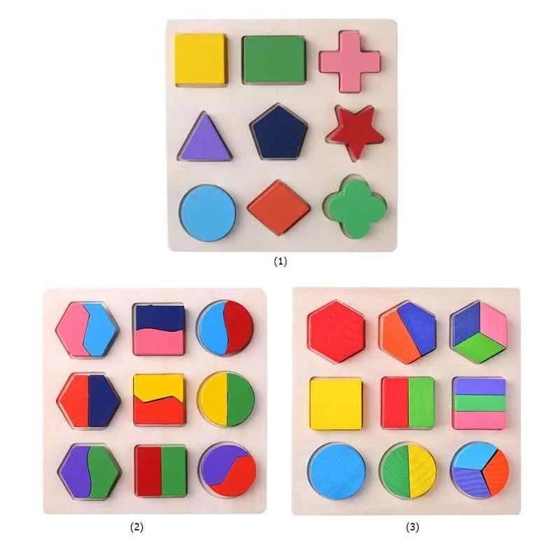 Wooden Geometric Shapes Montessori Puzzle – Educational Sorting & Math Toy for Toddlers & Preschool Kids