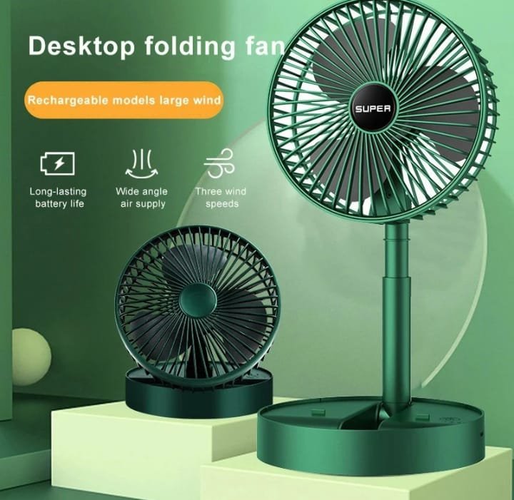 Mini Desktop Foldable Fan | USB Rechargeable Telescopic Fan | Silent Portable Adjustable Cooling Fan for Home & Office - Image 9