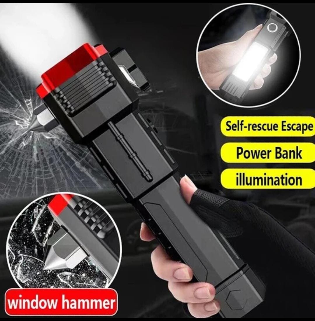 8-in-1 Multifunction Rechargeable LED Flashlight – Ultra Bright Torch with Car Emergency Window Breaker, Cutter & Survival Tools for Outdoor & Household Use - Image 9
