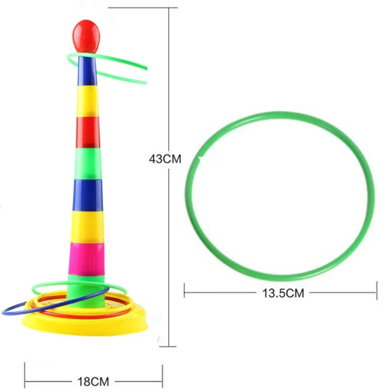 Colorful Ring Toss Tower Toy for Kids – Educational & Developmental Game | Set of 2 Towers with 8 Rings | 15x6cm