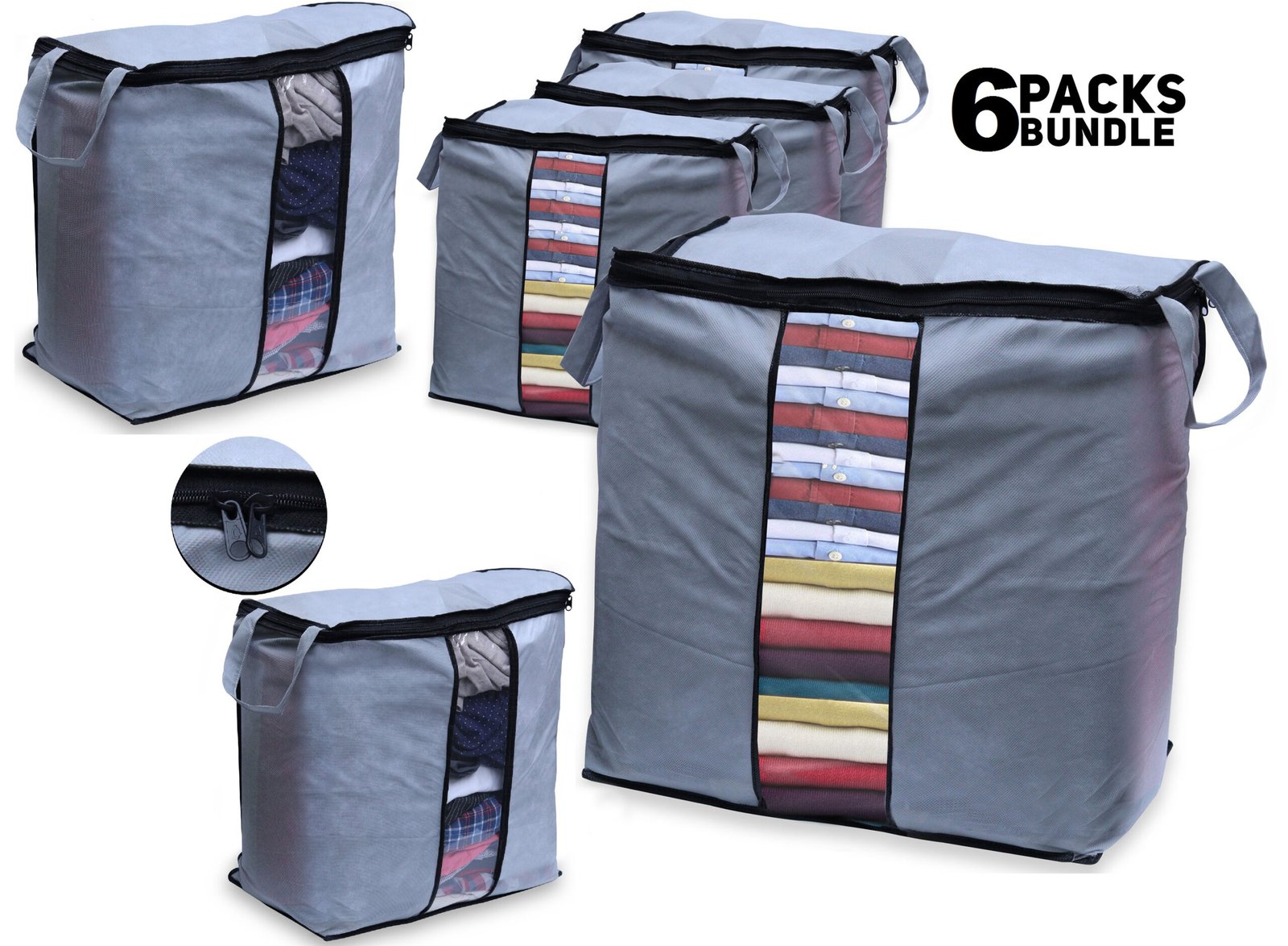 Portable Bamboo Clothes & Blanket Large Folding Bag – Durable Storage Box Organizer with Zipper & Handles - Image 5