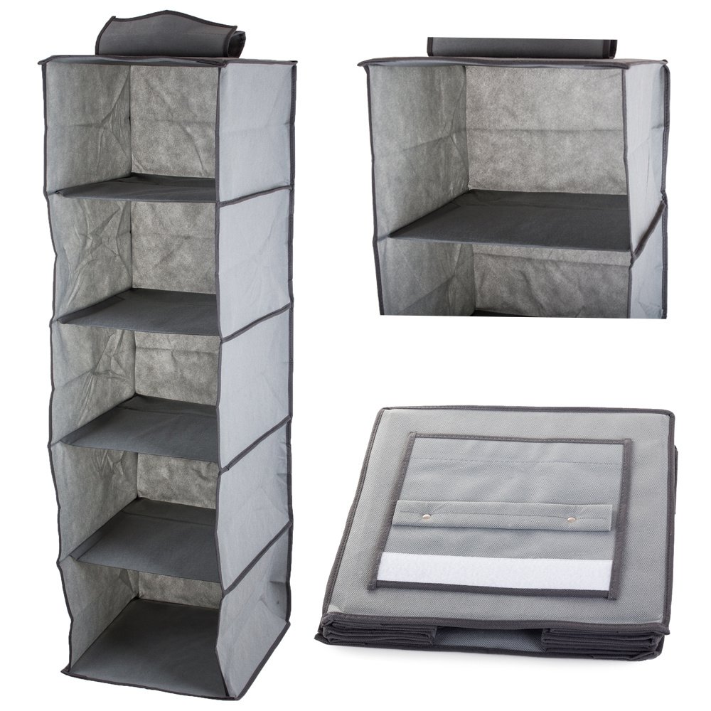 Pack of 2 Hanging Closet Organizers – 5/6 Layer Foldable Wardrobe Cloth Storage Bags | Space-Saving Clothing Rack Shelves - Image 2