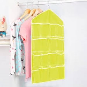 Pack of 2 – 16 Pocket Hanging Wardrobe Organizer | Clear Door Foldable Storage Bag | Durable Closet Hanging Organizer - Image 7