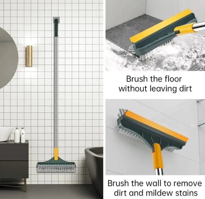 2-in-1 Floor Scrub Brush with Long Handle – V-Shaped Cleaning Brush & Removable Wiper | 120° Rotating Head for Bathroom, Tiles, Windows & Rooms - Image 8