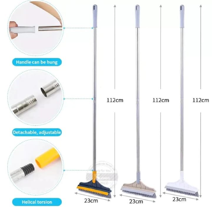 2-in-1 Floor Scrub Brush with Long Handle – V-Shaped Cleaning Brush & Removable Wiper | 120° Rotating Head for Bathroom, Tiles, Windows & Rooms - Image 7