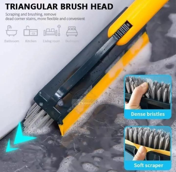 2-in-1 Floor Scrub Brush with Long Handle – V-Shaped Cleaning Brush & Removable Wiper | 120° Rotating Head for Bathroom, Tiles, Windows & Rooms - Image 4