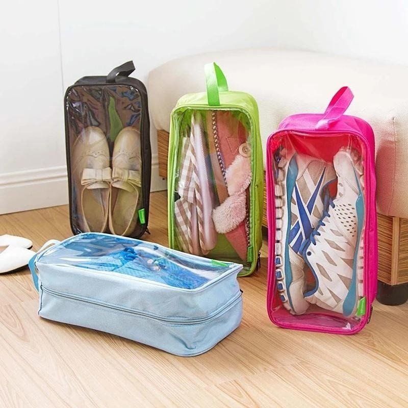 Pack of 5 – Travel Shoes Organizer Storage Bags with Clear Window | Washable Shoe Carry & Storage Bags - Image 4
