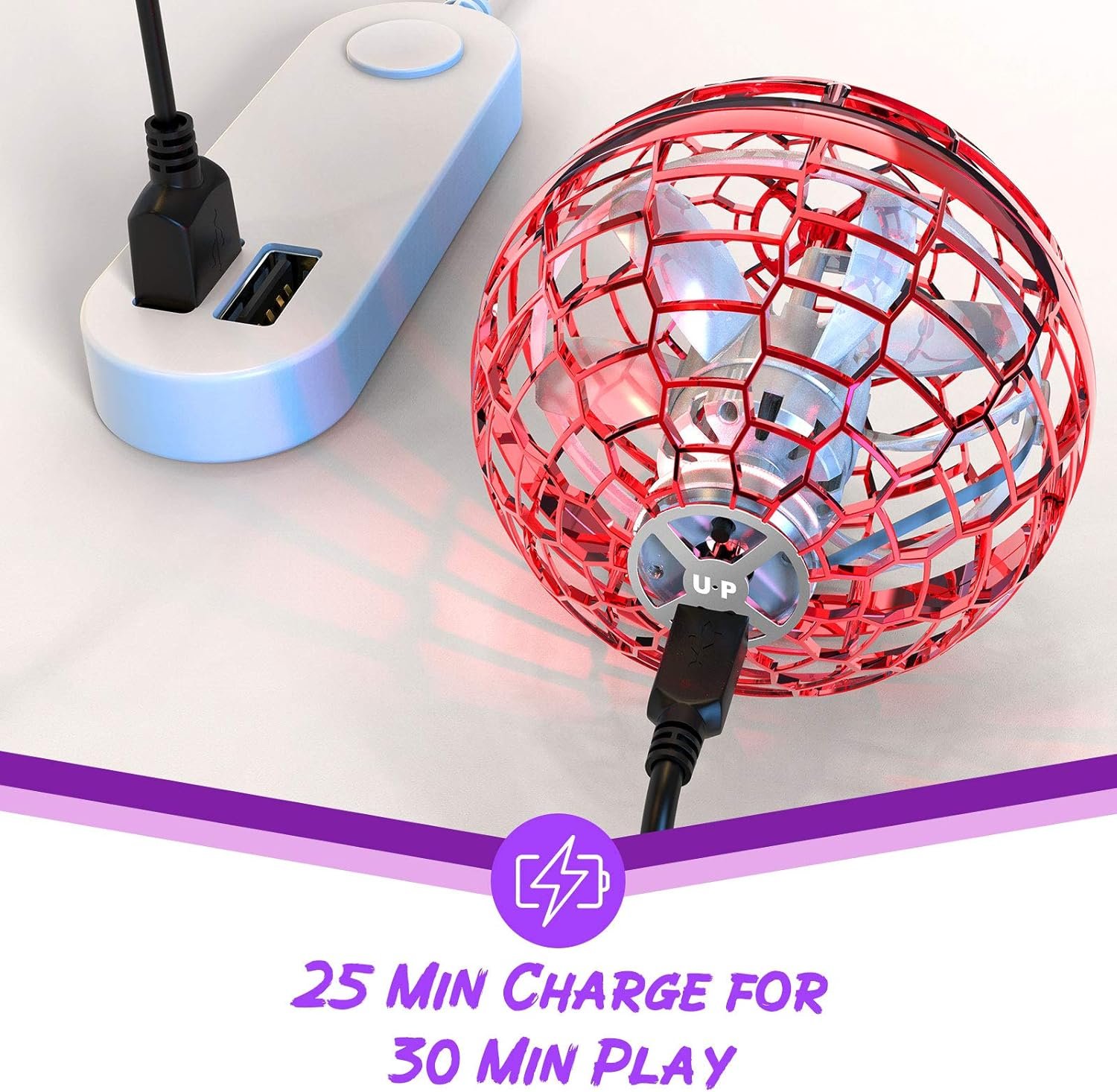 Flynova Pro Flying Ball – Hand-Controlled Mini Drone Toy with RGB Lights | Rechargeable UFO Spinner for Kids & Families-TY01 - Image 6