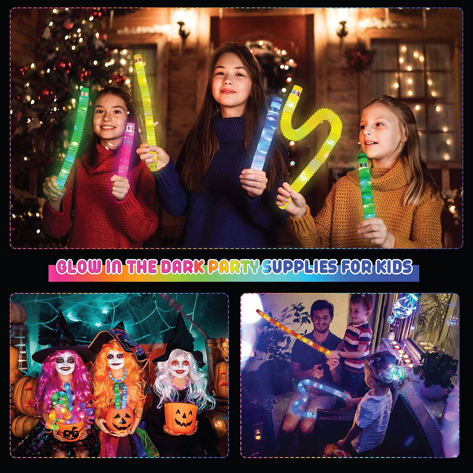 Colorful Telescopic Pop Tubes Fidget Toys – LED Flash Sensory Tubes for Kids & Adults, Stress Relief Autism Toys, Random Color Gift Pack-TY01 - Image 3