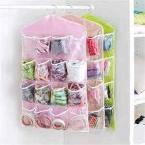 Pack of 2 – 16 Pocket Hanging Wardrobe Organizer | Clear Door Foldable Storage Bag | Durable Closet Hanging Organizer - Image 5