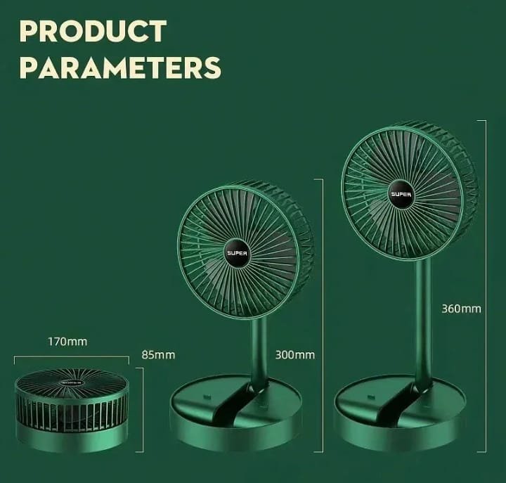 Mini Desktop Foldable Fan | USB Rechargeable Telescopic Fan | Silent Portable Adjustable Cooling Fan for Home & Office - Image 6