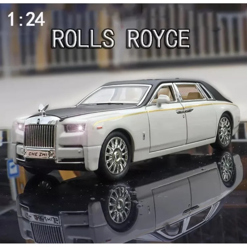 1:24 Rolls Royce Phantom Die-Cast Model Car – Pull Back Alloy Toy with Light & Sound | Luxury Collectible Car for Kids & Diecast Lovers (3 Colors)-TY01