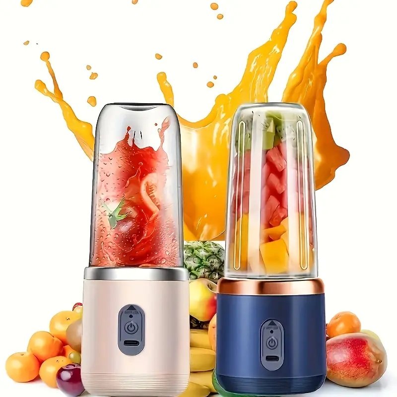 2-in-1 Outdoor Portable Blender & Juicer | USB Rechargeable, 6 Blades, Double Cups | Smoothies, Milkshakes & Iced Drinks