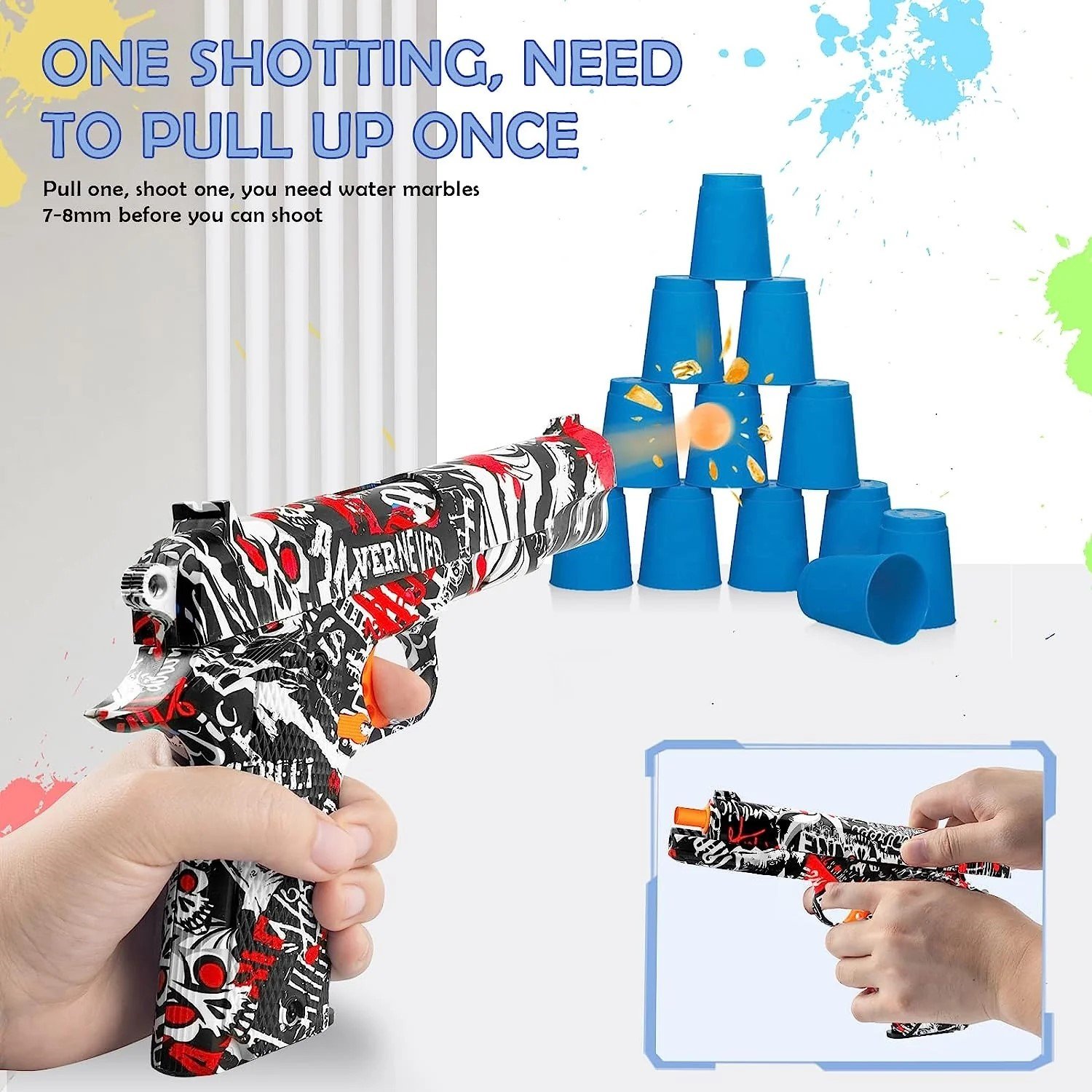 Glock Gel Blaster Toy Gun – Manual Orbeez Water Balls Blaster for Kids Boys Indoor & Outdoor Fun-TY01 - Image 6