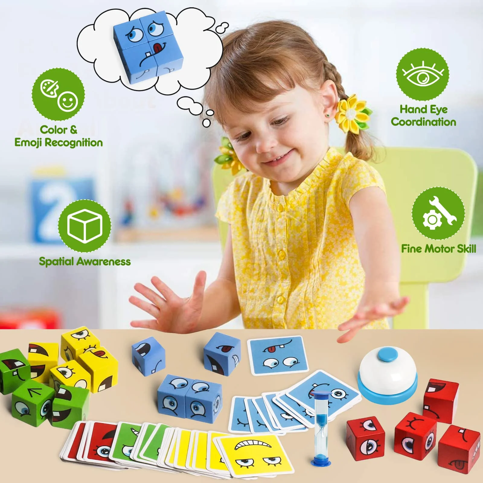 Wooden Cartoon Face Changing Magic Cube – Educational Expression Matching Puzzle Game for Toddlers & Kids, Montessori Family Board Game Gift-TY01 - Image 6