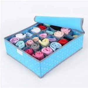 24 Pocket Underwear & Socks Storage Organizer with Lids – Foldable Closet Drawer Divider Box (24 Cells) - Image 3