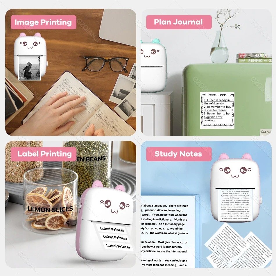 Pocket Inkless Mini Printer & Instant Camera | Portable Bluetooth Thermal Printer with Dual Lens, 2.8" IPS Screen | Kids’ Wireless Printer – Pink & Blue - Image 3