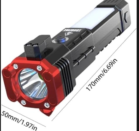 8-in-1 Multifunction Rechargeable LED Flashlight – Ultra Bright Torch with Car Emergency Window Breaker, Cutter & Survival Tools for Outdoor & Household Use - Image 6
