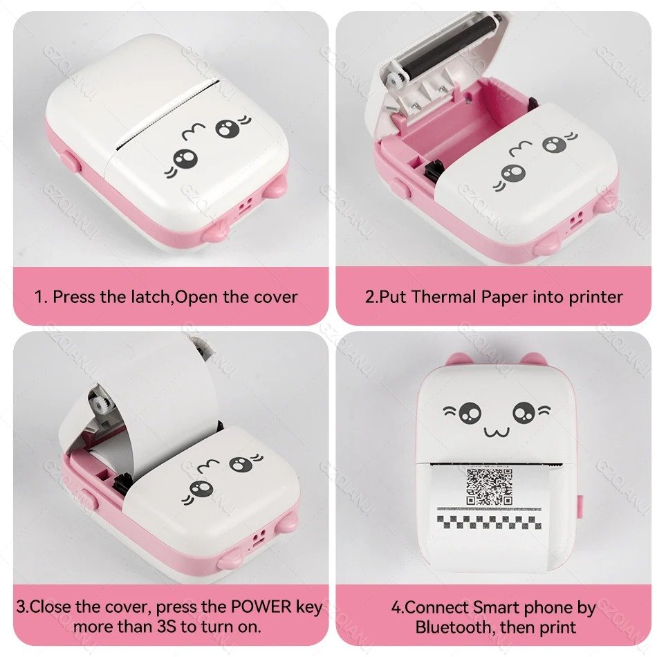 Pocket Inkless Mini Printer & Instant Camera | Portable Bluetooth Thermal Printer with Dual Lens, 2.8" IPS Screen | Kids’ Wireless Printer – Pink & Blue - Image 2