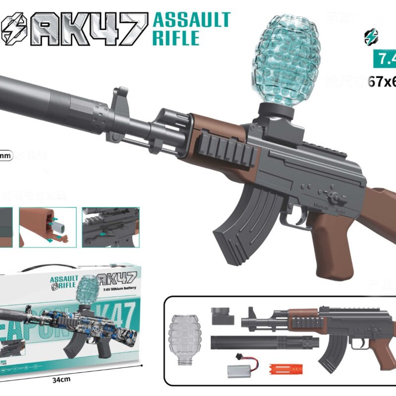 AK-47 Gel Blaster Toy Gun – 98cm Big Size Automatic & Manual Rechargeable Gel Ball Blaster with 1000 Water Beads – High Pressure Outdoor Toy Gun for Kids & Adults, Summer Fun, Team Games & Birthday Gift-TY01