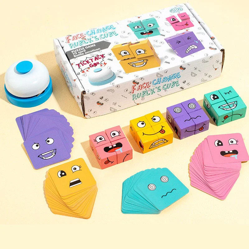 Wooden Cartoon Face Changing Magic Cube – Educational Expression Matching Puzzle Game for Toddlers & Kids, Montessori Family Board Game Gift-TY01 - Image 8