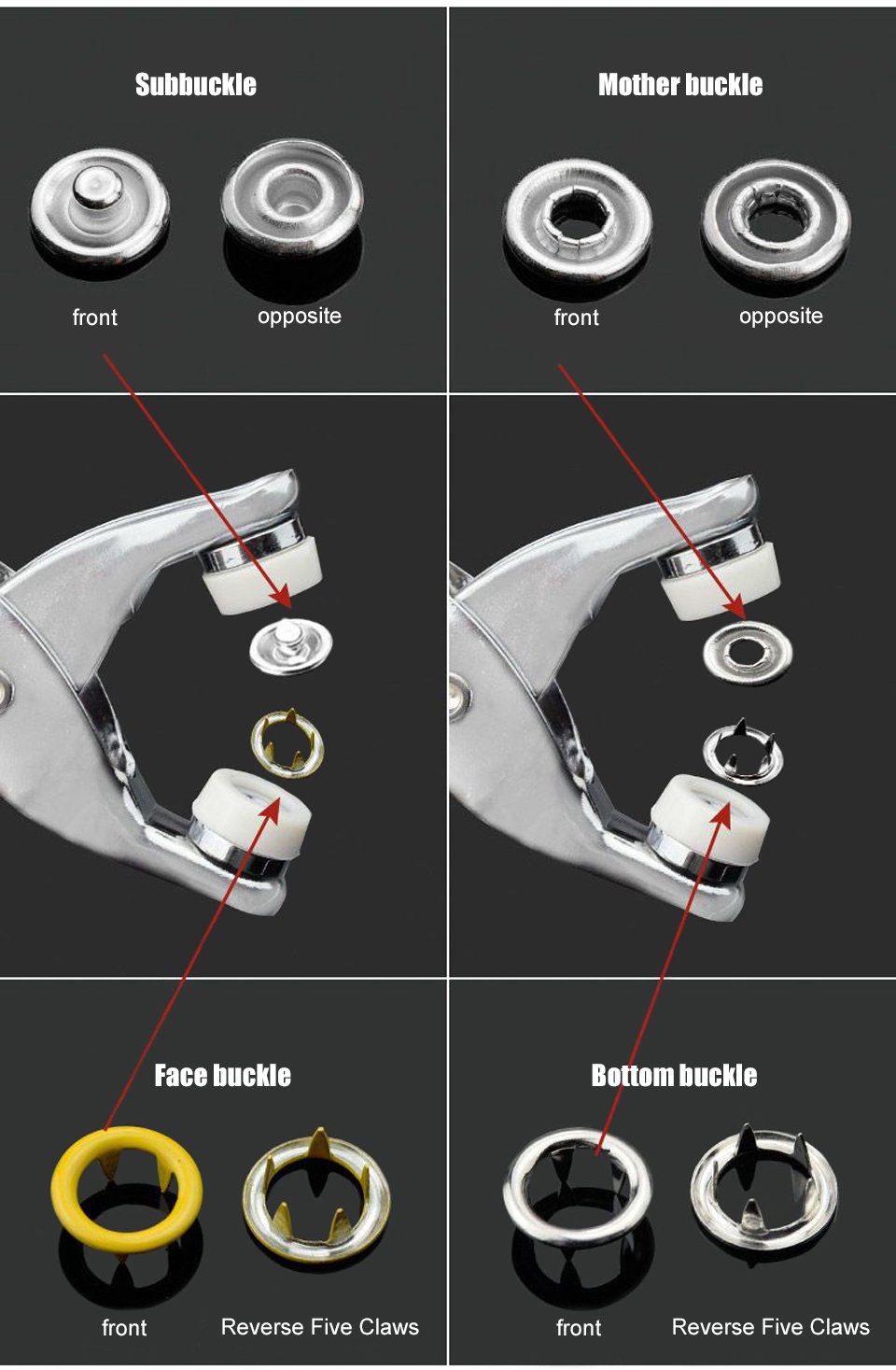 Metal Snap Button Kit with Hand Pressure Pliers – 50pcs Snaps for Sewing, DIY Crafts, Clothes & Hats - Image 7