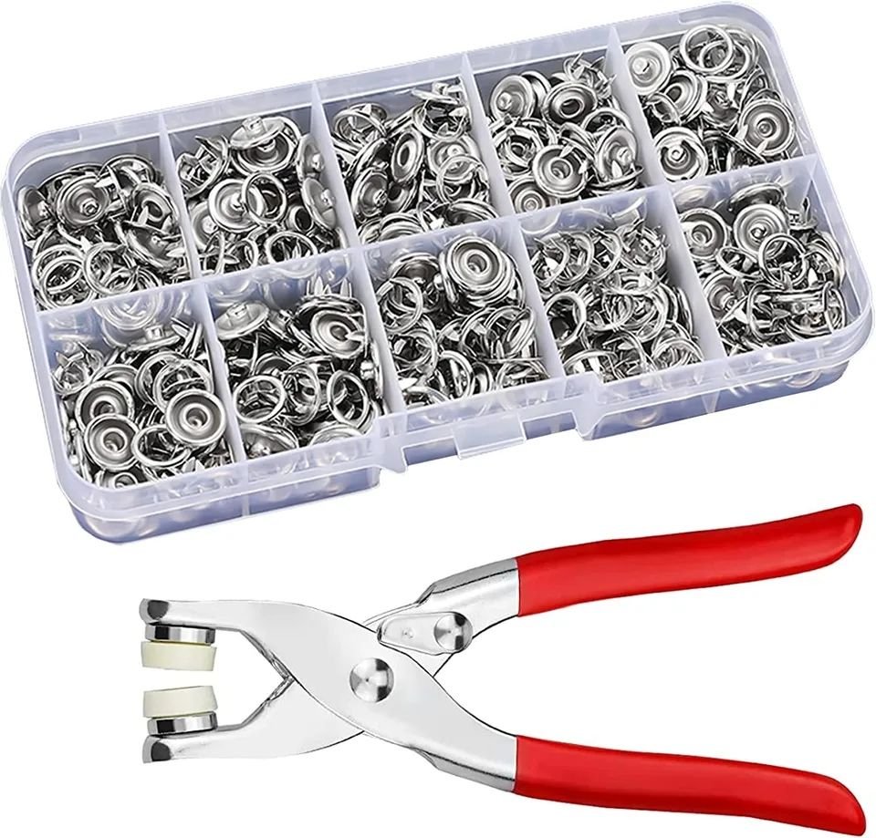 Metal Snap Button Kit with Hand Pressure Pliers – 50pcs Snaps for Sewing, DIY Crafts, Clothes & Hats
