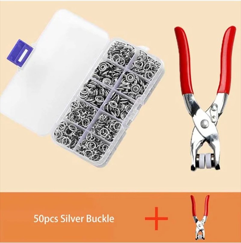 Metal Snap Button Kit with Hand Pressure Pliers – 50pcs Snaps for Sewing, DIY Crafts, Clothes & Hats - Image 2