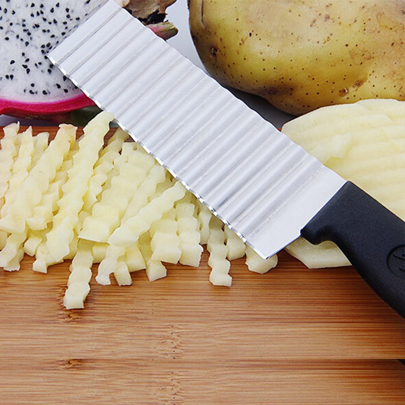 Stainless Steel Crinkle Cutter – Wavy Potato Chip Slicer & Vegetable Knife | French Fry & Fruit Chopper