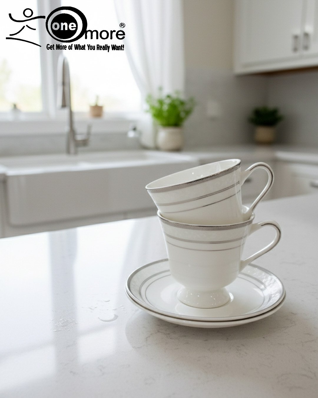 Elegant Porcelain Cup & Saucer Set – Luxury Fine China Tea & Coffee Cups | Classic Gift Set CK - Image 2