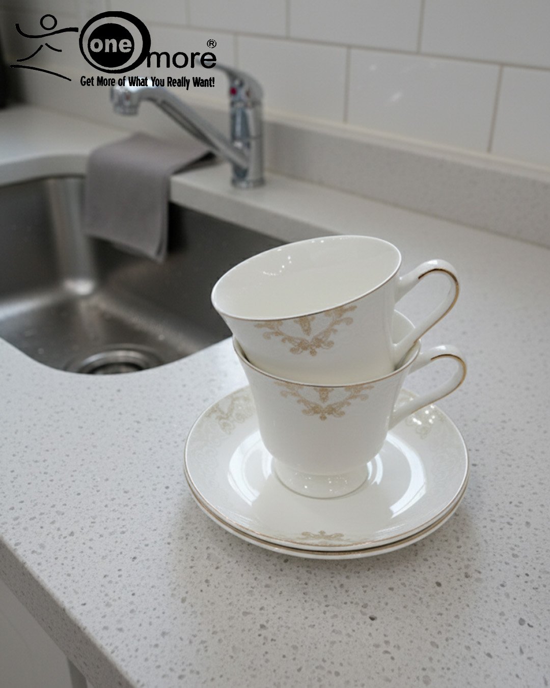 Elegant Porcelain Cup & Saucer Set – Luxury Tea & Coffee Cups | Classic Fine China Gift Set CK - Image 4