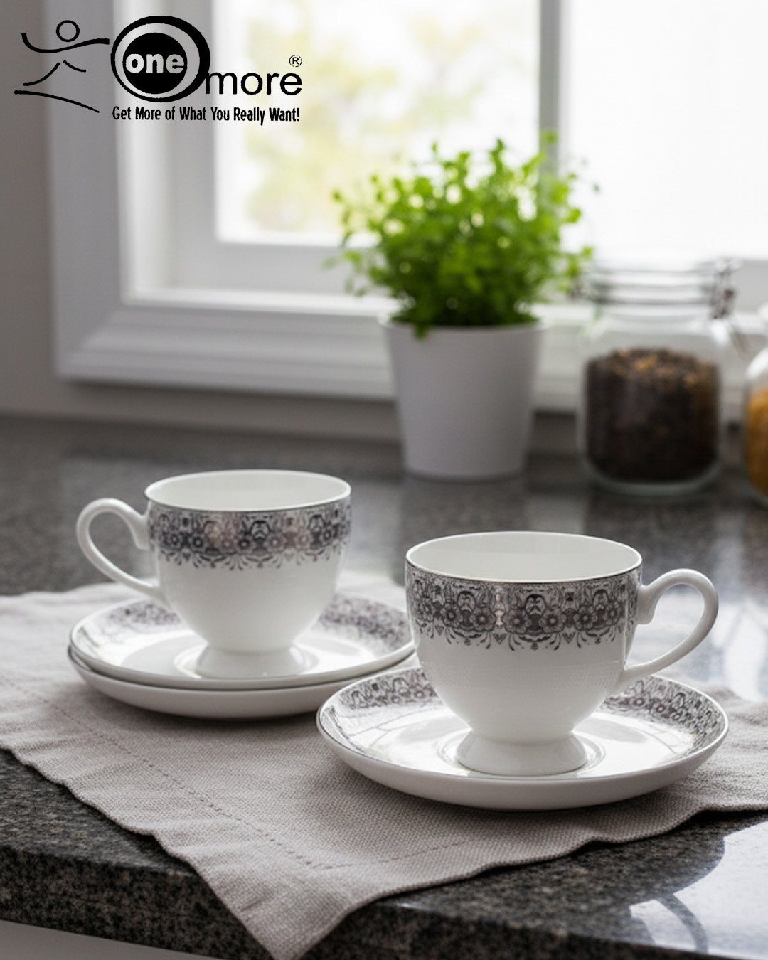 Luxury Porcelain Tea Cup and Saucer Set – Elegant Fine China Coffee & Tea Cups – Classic Porcelain Dinnerware Gift Set CK - Image 3