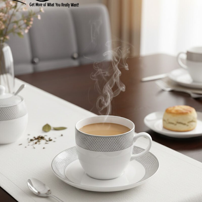 Elegant 12-Piece Cup and Saucer Set – Luxury Porcelain Tea & Coffee Cups CK