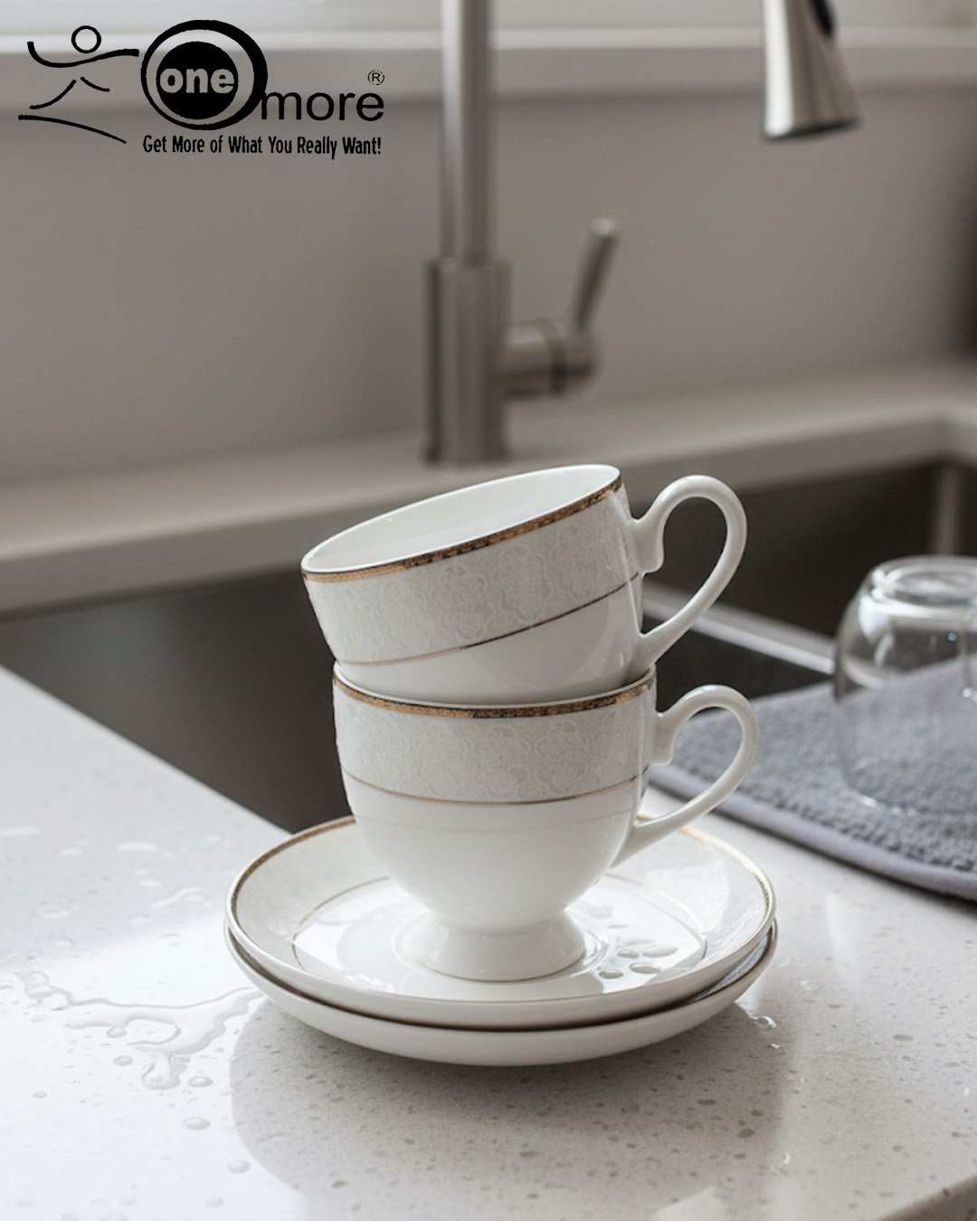 Luxury Porcelain Tea Cup and Saucer Set – Elegant Fine China Tea & Coffee Cups | Classic Gift Set CK - Image 3