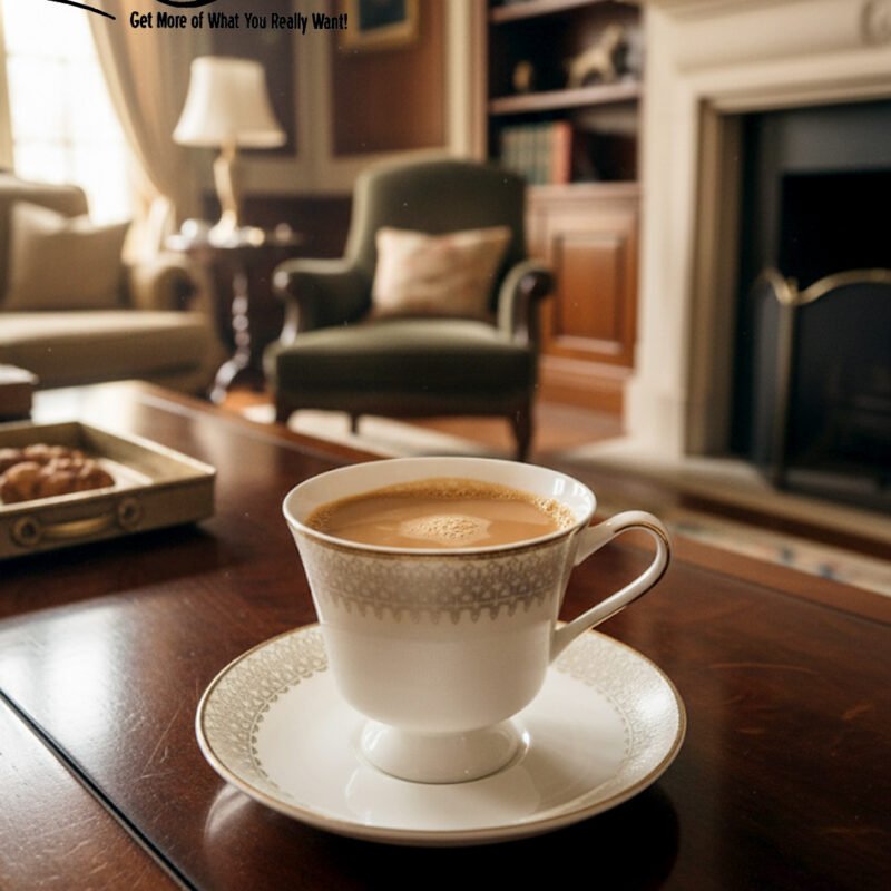 Elegant Porcelain Cup & Saucer Set – Luxury Fine China Tea & Coffee Cups – Classic Porcelain Dinnerware Gift Set CK