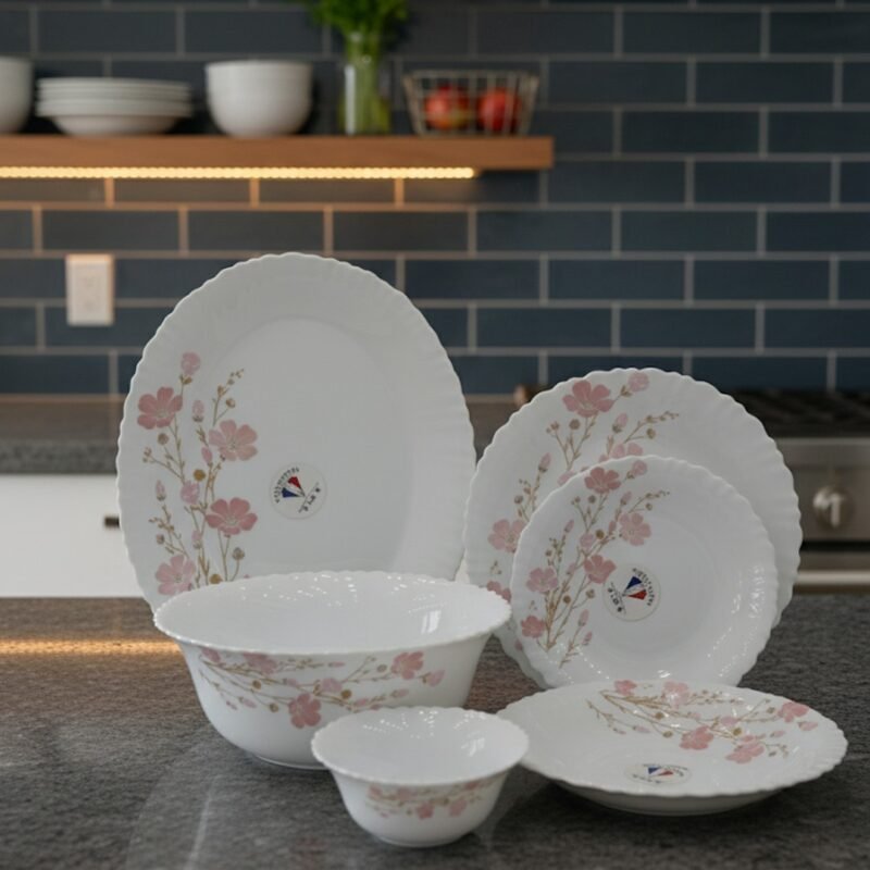 26-Piece Premium Opalware Floral Dinner Set – Elegant & Durable Tableware for 6 | Microwave & Dishwasher Safe CK