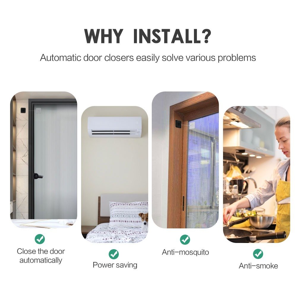 Multifunctional Automatic Door Closer – Punch-Free Sensor Door Closer (800g Pull, 1.2m Wire Rope) | Easy Installation for Home & Office Doors - Image 8