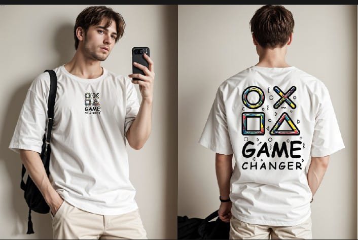 Premium Quality Drop Shoulder T-Shirt Game Changer Gamer Graphic