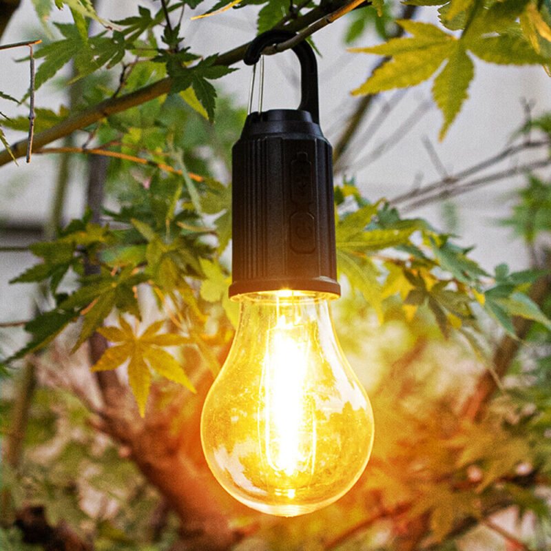 Outdoor USB Rechargeable LED Lamp Bulb – High Brightness Emergency Light with Hook | Portable Camping, Fishing & Night Lantern (400mAh, Type-C, Waterproof)