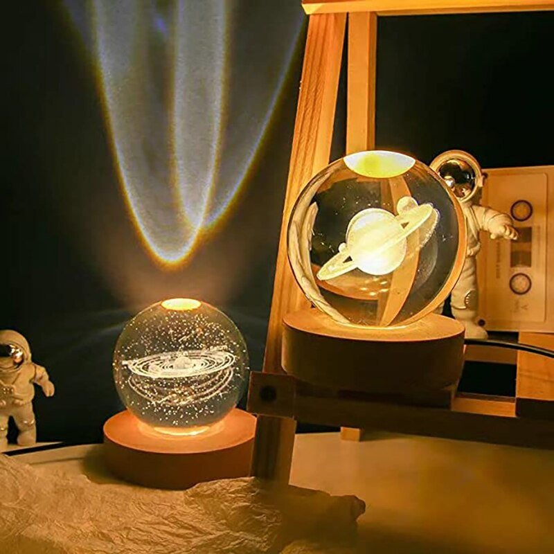LED Milky Way Galaxy Crystal Ball Night Light – Solar System Ambient Lamp for Kids & Bedroom Decor | Creative Gift Night Lamp