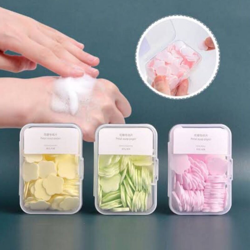 Portable Soap Paper Box – Disposable Hand Washing Foaming Mini Flower Soap Flakes for Travel & Outdoor Use