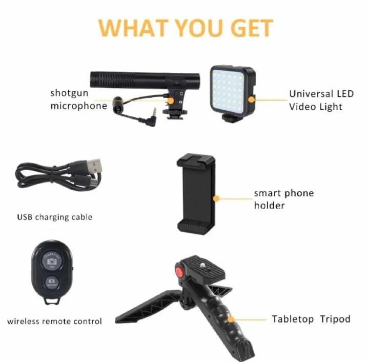 Vlogging Video Making Kit for Mobile Phones – AY-49 Tripod Kit with Microphone & LED Light | Flexible Tripod for Indoor & Outdoor Shooting - Image 8