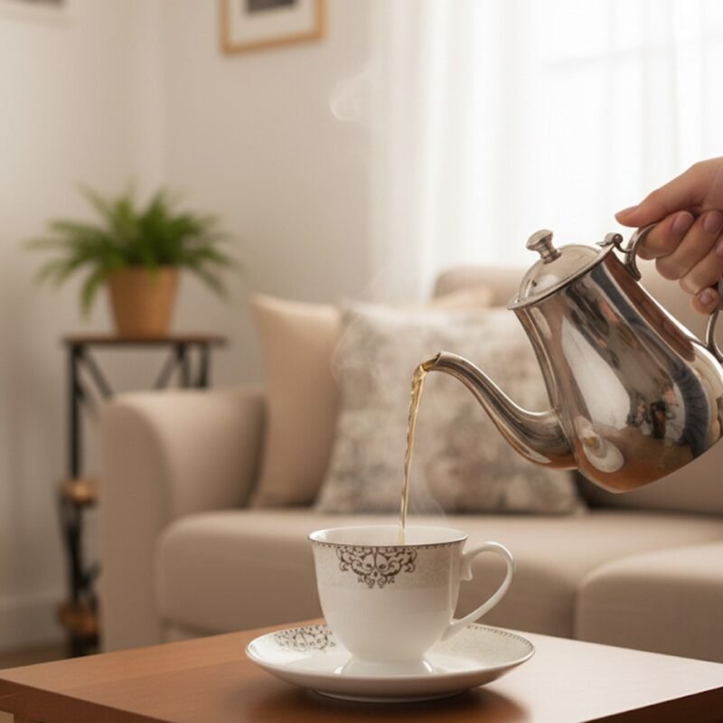 A Perfect Pour for Six Cups – Elegant Ceramic Teapot Set for Tea & Coffee CK