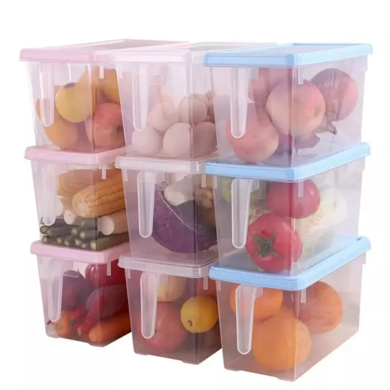 Premium Plastic Kitchen Storage Container Set with Handle for Fridge – Airtight, BPA-Free, Large Capacity Food Organizer Boxes
